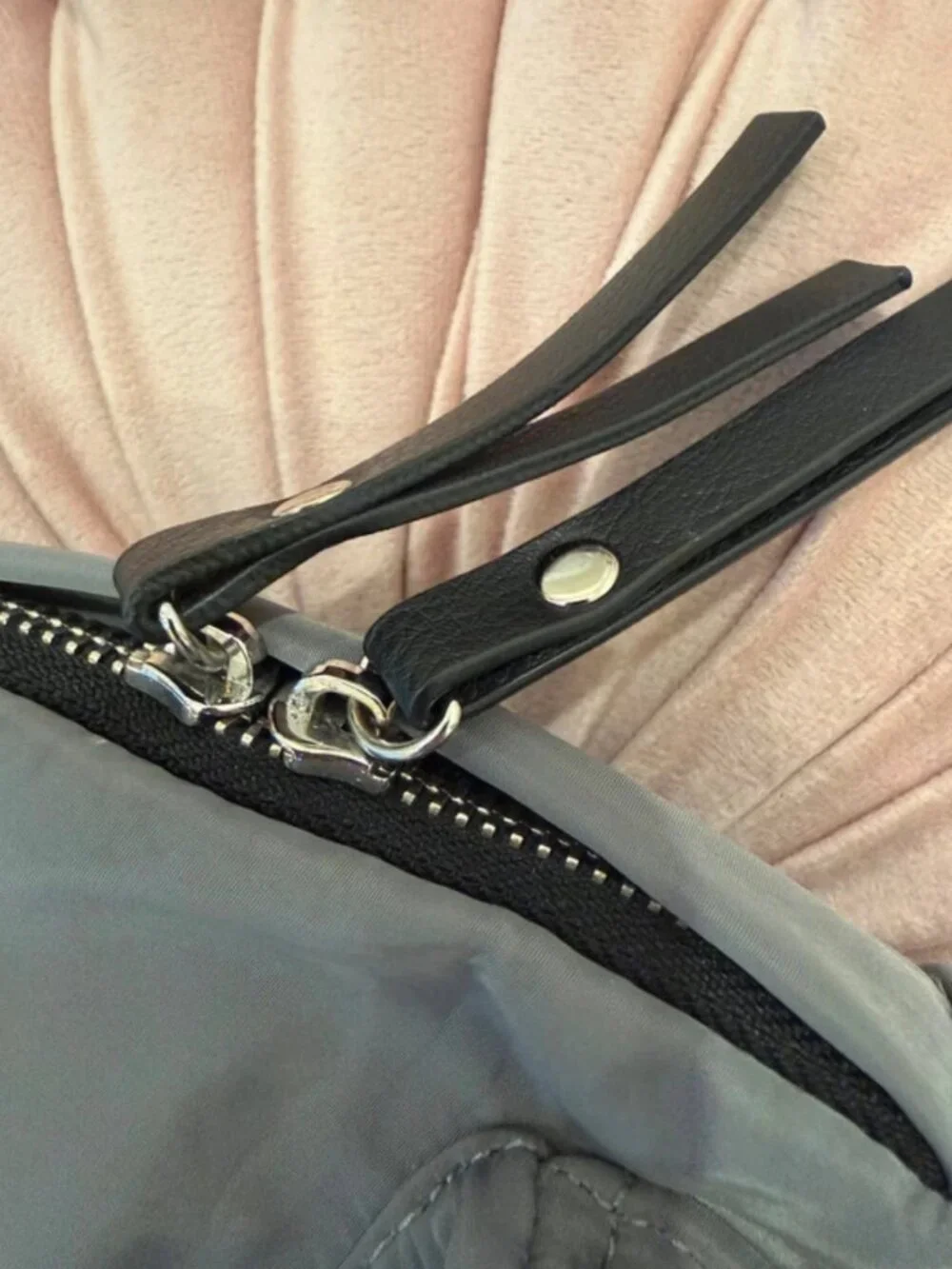 Steve Madden Gray Nylon Mini Backpack Black Trim